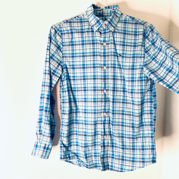 Vineyard Vines Whale Shirt in Blue Checkered Plaid - Picture 3 of 8